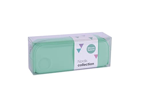 APLI 18414 - Estuche multiusos de silicona Nordik Collection - VERDE TURQUESA - Estuche escolar de 185 x 75 x 55 mm