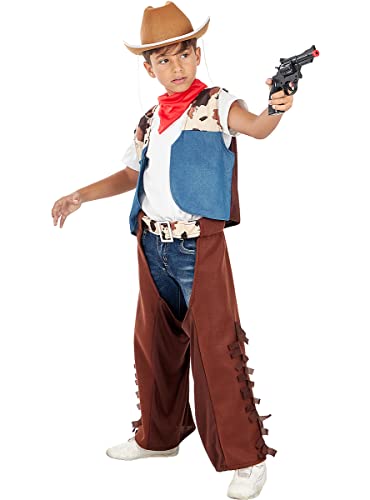 Funidelia | Disfraz de vaquero para niño Vaqueros, Indios, Western - Disfraz para niños y divertidos accesorios para Fiestas, Carnaval y Halloween - Talla 3-4 años - Marrón