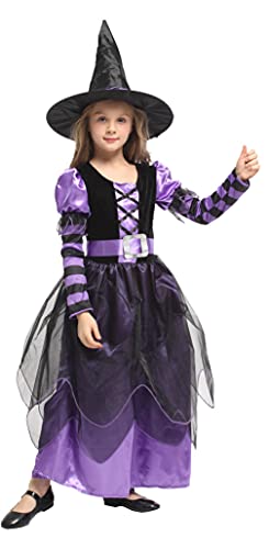 GEMVIE Disfraz de Halloween para niña，disfraz de bruja El Mago de Oz Cosplay Party infantil 3-12 años (4-6 años)