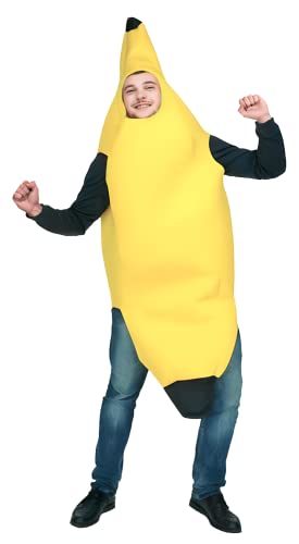 thematys Disfraz de plátano de una pieza para adultos en talla única, disfraz para carnaval, semana temática y cosplay (plátano)