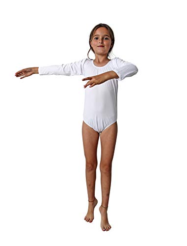 Costumizate! Bodies, Maillots o Mallas de Manga Larga elásticos para niñas Color Blanco