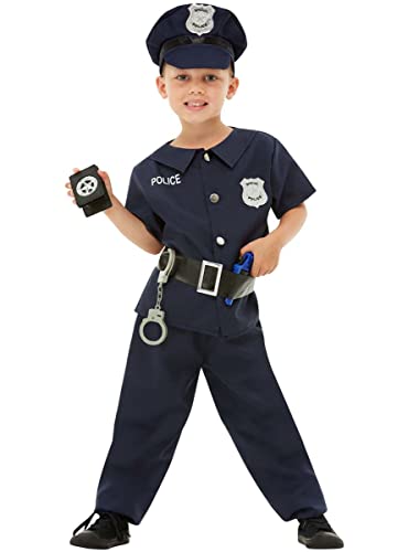 Funidelia | Disfraz de policía para niño ▶ Guardia, Agente, FBI, Profesiones - Disfraz para niños y divertidos accesorios para Fiestas, Carnaval y Halloween - Talla 7-9 años - Azul