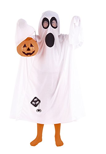 Rubies Disfraz Fantasma Ghost Trick para niño o niña, talla única, Túnica blanca larga impresa de fantasma, Original de Rubies, para halloween, carnaval y cumpleaños