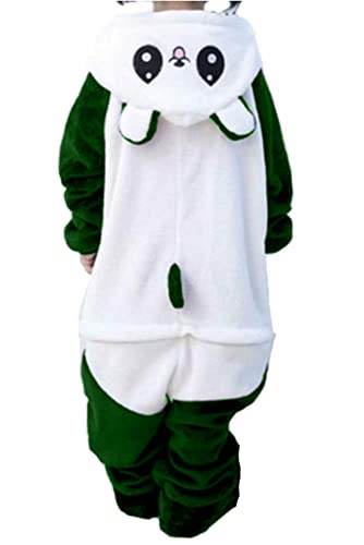 Pijama Disfraz Kigurumi Mono Carnaval Halloween Navidad Fiesta Animal de una Pieza Espectáculo Cosplay Onesies Unisex Mujer Hombre, Panda Verde Blanco, L