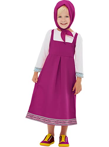 Funidelia | Disfraz de Masha - Masha y el Oso para niña Masha and the Bear, Dibujos animados - Disfraz para niños y divertidos accesorios para Fiestas, Carnaval y Halloween - Talla 4-6 años - Rosa