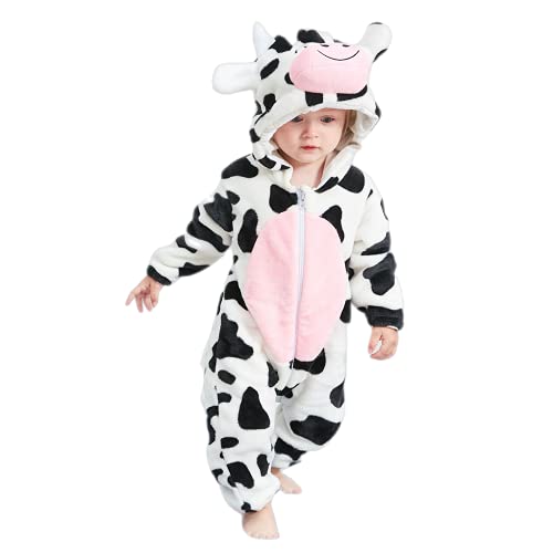 TMOYJPX Disfraces Bebe Animales para Niños Niñas 0-3 años, Disfraz bebe Halloween Mameluco Mono Pelele Pijama Ropa Bebe Recien Nacido 0-24 meses (Vacas, 2.5-3 años)