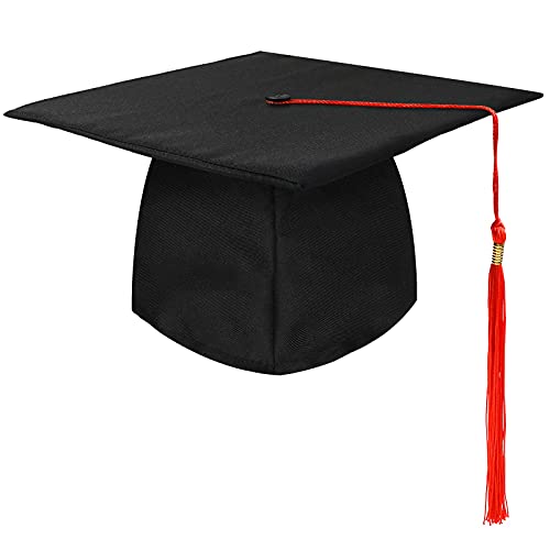 KEELYY Sombrero de Graduación, Birrete graduacion Adulto, Sombrero de Graduación Ajustable para Celebrar Graduación, 4 colores - Rojo