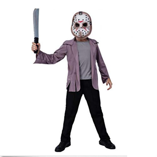 Sllnkll Disfraz de JASON Voorhees Killer, accesorios de película serial de Viernes 13, cosplay de terror, disfraces de fiesta para niños de Halloween (sin cuchillos) S