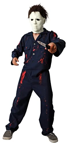 Gojoy Shop- Disfraz de Asesino Slasher de Michael Myers para Niñas Adulto Halloween Canaval(Contiene:Mono,Máscara,Cuchillo y Mochila de Cuerdas.) (ADULTA UNICA=M/L160CM-175CM)