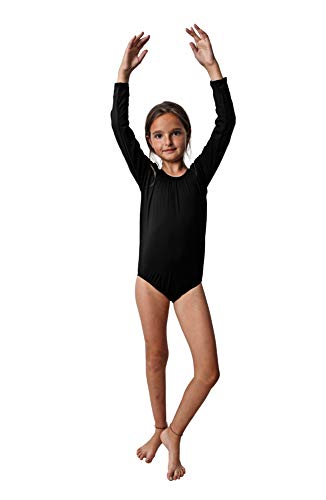 Costumizate! Bodies, Maillots o Mallas de Manga Larga elásticos para niñas Color Negro
