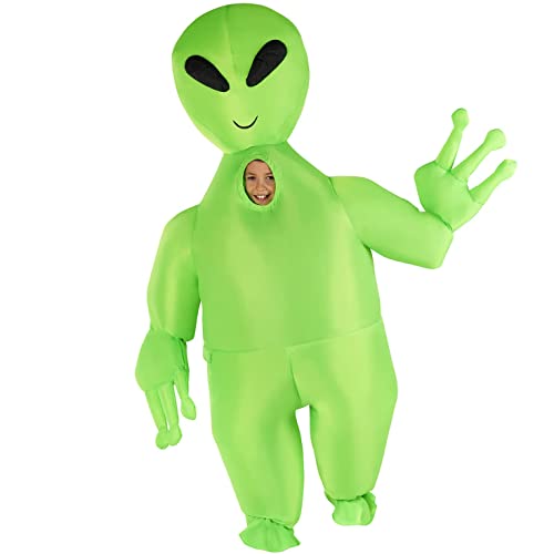 MORPH Costumes Disfraz Alien Hinchable Niño y Niña Traje Extraterrestre Gigante con Bolsillo,Disfraz Halloween Niño Inflable Carnaval Talla Única