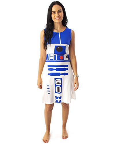 Star Wars R2D2 Disfraz Vestido Mujer Mujer Cosplay Droid Ropa Blanca XXL