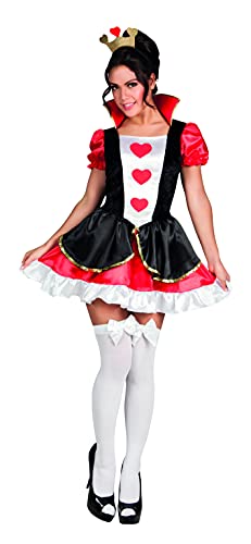Ciao-Reina de Corazones Wonderland Disfraz Chica Mujer Adulta (Talla Unica 40-42) Disguise, Color Red, Black, White, (14810)