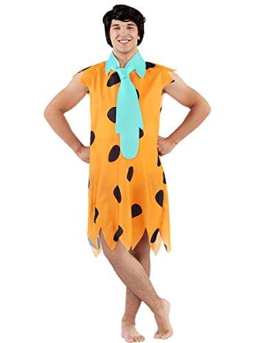 Funidelia | Disfraz de Pedro Picapiedra - Los Picapiedra hombre The Flintstones, Cavernícolas - Disfraz para adultos y divertidos accesorios para Fiestas, Carnaval y Halloween - Talla XL - Naranja