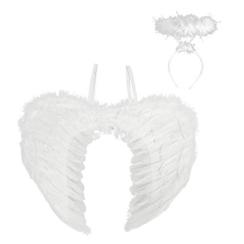 TSHAOUN Alas de Ángel Disfraz, Alas Angel Grandes para Adultos,Disfraz de alas de ángel,Alas Angel, con aureola para, Plumas para Carnaval/Halloween Fiestas de Disfraces (2 habitaciones)