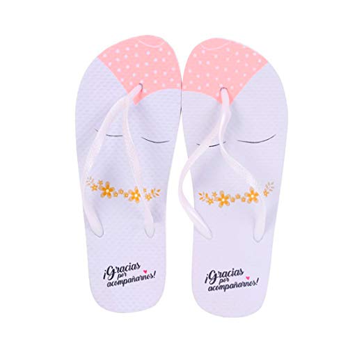 DISOK Lote 20 Pares de Chanclas Talla 40 Novia Bodas Frase Gracias por Acompañarnos - Chanclas para Detalles de Bodas Baratas y Originales