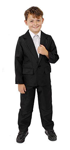 Disfraz de agente secreto para niños, traje negro, 2 piezas, traje negro con chaqueta y pantalones. Perfecto para ciencia ficción, película temática y disfraz de Halloween, pequeño