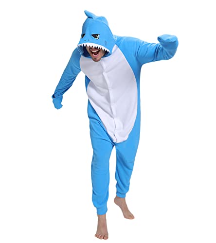 Guturris Pijama Tiburón Adulto Animal Onesie Cosplay Ropa de Dormir One Piece Traje Festival de Carnaval Halloween Disfraces Azul Oscuro L