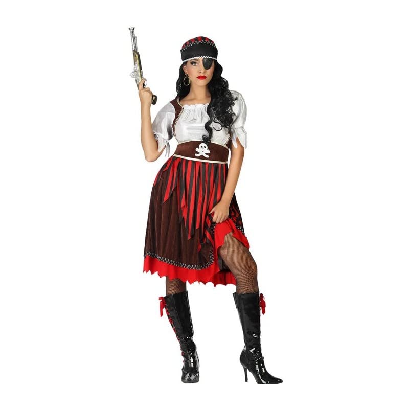Atosa disfraz pirata mujer adulto rojo M