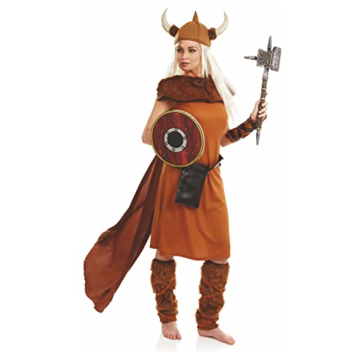Fun Shack Disfraz Vikinga Mujer con Escudo Vikingo,disfraz Vikingo Mujer,Disfraz Vikinga Mujer Guerrera, Disfraz Mujer Carnaval Talla L
