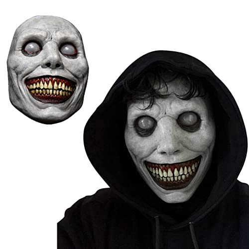 XUJAIOLQP Máscara Espeluznante de Halloween, Máscara de Demonios Sonrientes, Máscara Horrible, Disfraces de Halloween para Mujeres y Hombres, Accesorios de Fiesta de Disfraces de Halloween