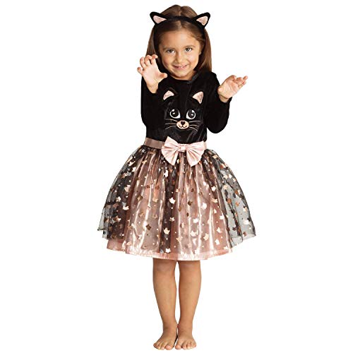 Sincere Party disfraz de gato para halloween para chicas Manga larga Gato de calidad vestido de lujo con cola y Diadema para niño pequeño 7-8 años