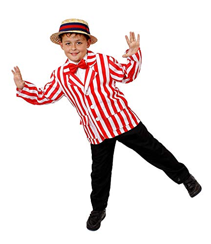 Disfraz infantil de barbería de los años 20, diseño de rayas, color rojo y blanco