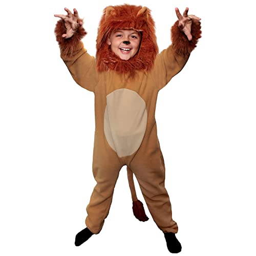 Disfraz De León Para Niños. Disfraz De León Con Cola + Capucha Separada Con Melena Para El Día Mundial Del Libro/Semana Del Libro, Halloween, Y Disfraz De Personaje De Tv Y Películas (Mediano)