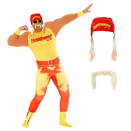 MORPH Costumes Oficial WWE - Disfraz Hulk Hogan Adulto Musculado, Disfraz Wrestler Adulto, Disfraz Carnaval Hombre, Disfraz para Despedida Soltero Hombre Adulto Talla XL