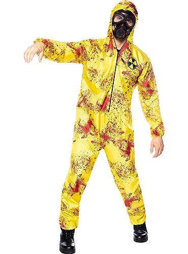 Funidelia | Disfraz de zombie nuclear para hombre Muerto Viviente, Halloween, Terror - Disfraz para adultos y divertidos accesorios para Fiestas, Carnaval y Halloween - Talla M - Amarillo