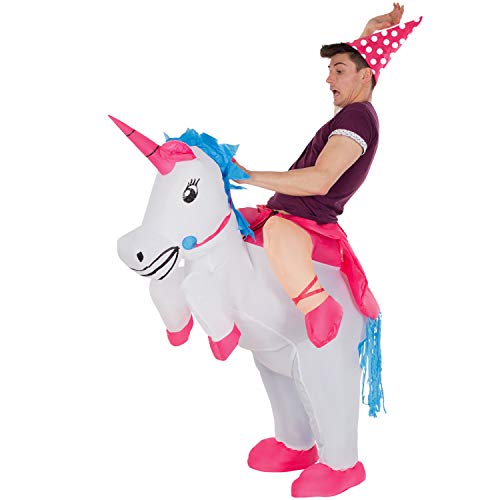MORPH Costumes Disfraz Hinchable Unicornio Adulto con Gorro, Disfraz de Unicornio Adulto Mujer y Hombre, Disfraz Carnaval Adulto, Disfraces Divertidos, Despedida de Solteros Talla Única