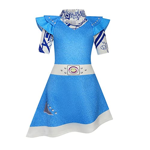Xpialong Zombies 3 - Disfraz de alienígena para niñas, vestido de cosplay para fiesta de 3 a 12 años (estilo 3, 9-10 años, 9 años, 10 años)
