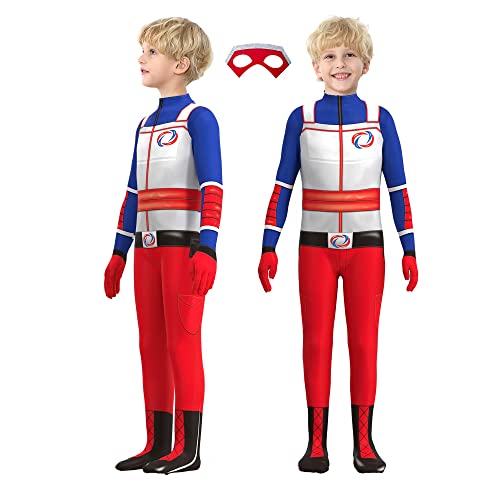 Disfraz de Superhéroe Niños Mono de Superhéroe de Cosplay para Niños Dibujos Animados Disfraces Cosplay Halloween Carnaval Fiesta Navidad,Rojo,7-8 años