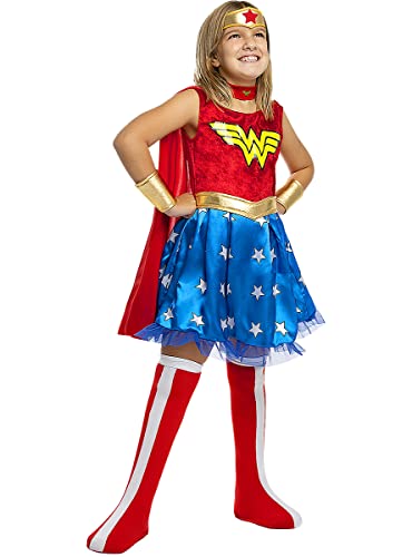 Funidelia | Disfraz de Wonder Woman Oficial para niña Talla 5-6 años ▶ Mujer Maravilla, Superhéroes, DC Comics, Liga de la Justicia - Color: Rojo - Licencia: 100% Oficial