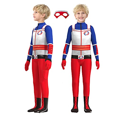 Disfraz de Superhéroe Niños Mono de Superhéroe de Cosplay para Niños Dibujos Animados Disfraces Cosplay Halloween Carnaval Fiesta Navidad(Rojo Azul,146)