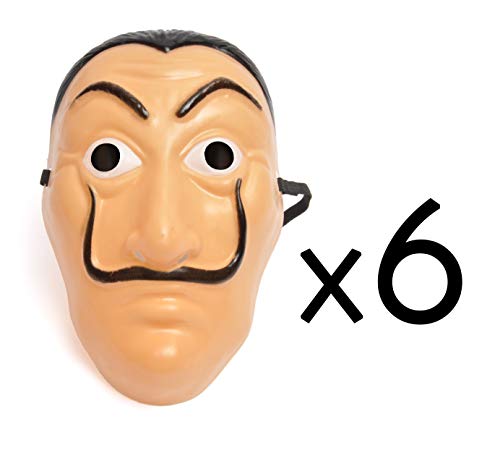 Ciao-Conjunto de 6 Máscaras Dali' Casa de Papel, multicolor, (23422.6)