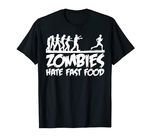 Zombies Odio Comida Rápida Divertido Halloween Runner zombie Camiseta