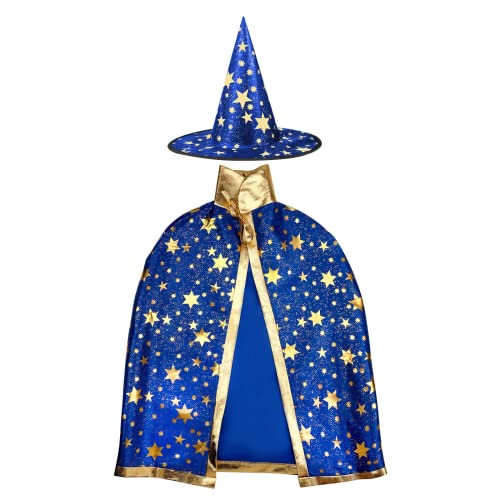 Anguxer Disfraces de Halloween capa de mago de bruja con sombrero, disfraz de Halloween para niños, capa de bruja para niños, para niños niña disfraz de cosplay ​fiesta
