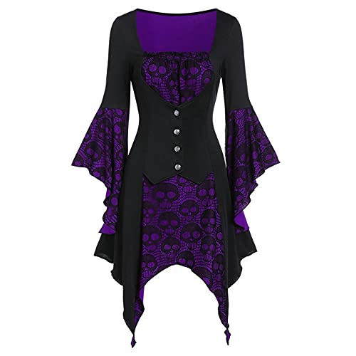 Laonajkd Ropa Medieval Mujer 2023 Vestido Vintage Gótico para Mujer Halloween Disfraces Mujer Vestido de Cosplay Disfraz de Sirvient Disfraz Bruja Mujer Gracioso Fiestas Temáticas