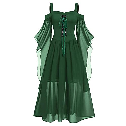 riou Halloween Disfraz Dama Vestidos Medieval Mujer Moda Fiesta Gótico Vestido de Noche Manga Larga Llamarada Disfraz Princesa Halloween Cosplay Disfraz para Carnaval