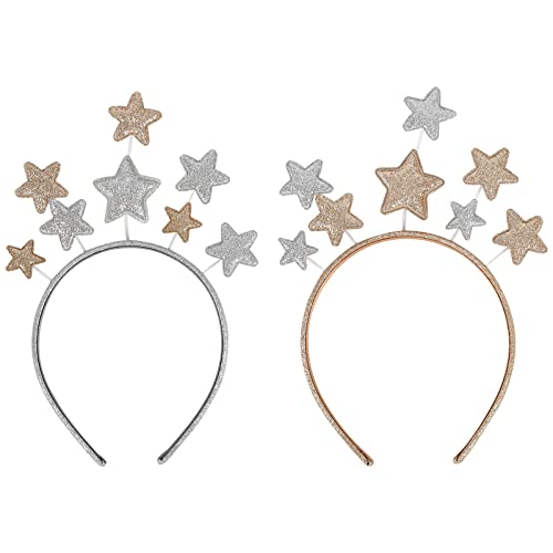 2 piezas Diadema de estrella navideña,diadema navideña,Linda banda de pelo de estrella para mujer,Accesorios para el cabello de Navidad para la fiesta de disfraces de Navidad