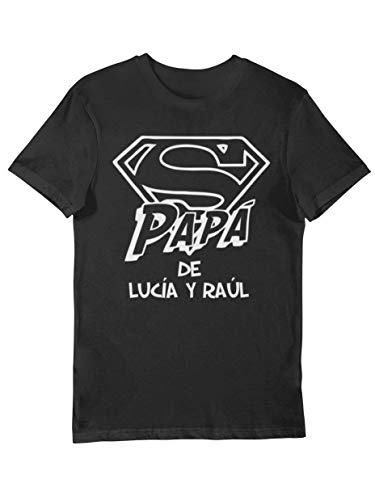 Camiseta Súper Papá nombres personalizados regalo día del padre