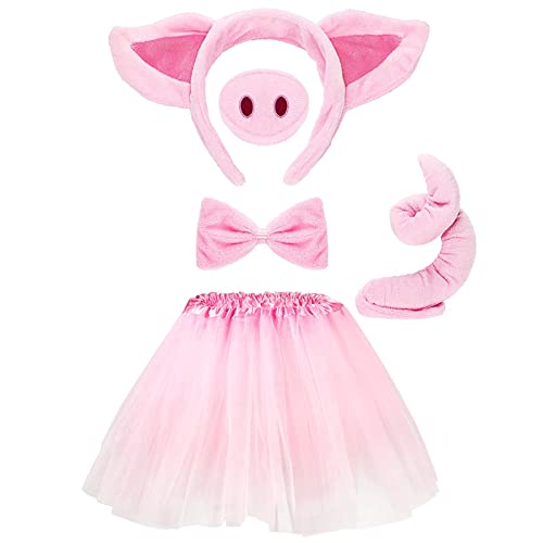 Disfraz Animal Niña, Disfraces Carnaval Niña, Disfraz Gato Niña, Disfraz Cerdita Niña, Disfraz Animales Niños, Conjunto de Disfraces Oveja Accesorios Tutu Rosa Bebe Traje de Animal Falda Princesa (A)