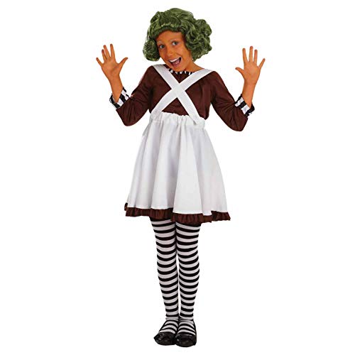 Fun Shack Disfraz Trabajadora de la Fábrica de Chocolate Niña, Disfraz Cuentos Infantiles Niña, Disfraz Carnaval Niña en Talla L