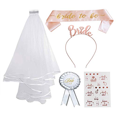 LINSOCLE Velo Novia, Despedida de Soltera, Bride to beTatuajes Hen Accesorios para Despedida Soltera, Hen Decoración del Partido Decoracion de Boda Fiesta de Noche