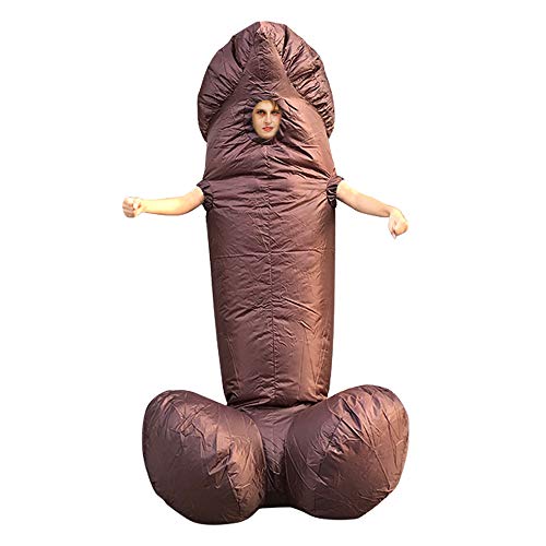 JASHKE Disfraz inflable para adultos, disfraz inflable marrón para adultos