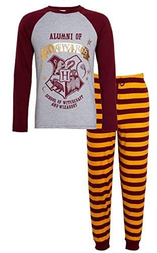 Harry Potter Pijama para hombre Alumni Hogwarts PJs Gryffindor + pantalones de descanso, Gryffindor, L
