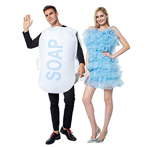 EraSpooky Disfraz de Loofah y Jabón Unisex Disfraces Fiesta de Halloween Traje Divertido para Parejas Mujeres Adultas Hombres