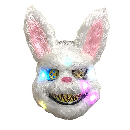 Queta Halloween Máscara Conejo LED, Máscara Sangrienta Monstér Máscara Terror para Halloween Carnival Fiestas Disfraces