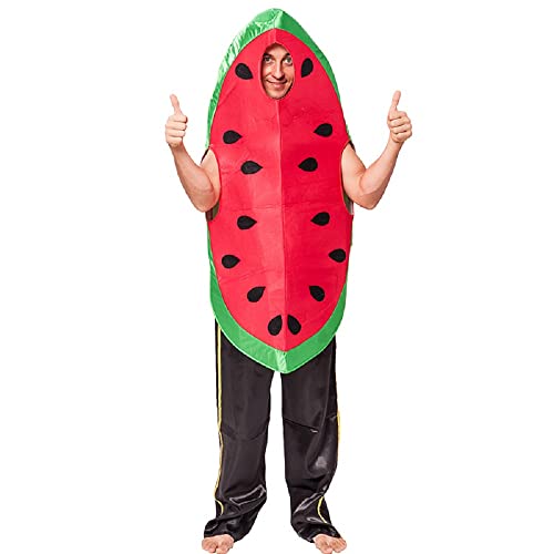 thematys Disfraz de una pieza para adultos en talla única, disfraz para carnaval, semana temática y cosplay (sandía)